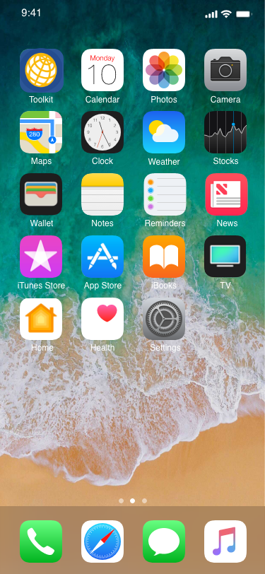 User testing screen: Home